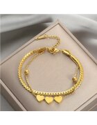 Pursehuit Bratara aurie - din otel inoxidabil - in 2 straturi - cu inimioare - suflata cu aur 18k - Bekka C2