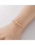 Pursehuit Bratara aurie - din otel inoxidabil - suflata cu aur 18k - cu cruciulita - Jarleif C5