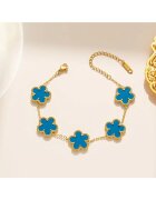 Pursehuit Bratara aurie - din otel inoxidabil - suflata cu aur 18k - cu floricele bleu - Iselina C5
