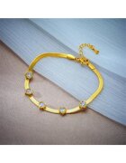 Pursehuit Bratara aurie - din otel inoxidabil - suflata cu aur 18k - cu inimioare si pietre - Ellie C3