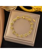Pursehuit Bratara aurie - din otel inoxidabil - suflata cu aur 18k - cu noduri imbinate - Jeffrey C5