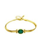 Pursehuit Bratara aurie - din otel inoxidabil - suflata cu aur 18k - cu piatra verde - Emmar C3