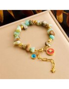 Pursehuit Bratara aurie - din otel inoxidabil - suflata cu aur 18k - cu pietre turquoise - Emma C3