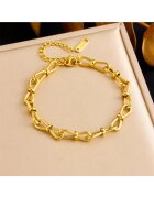 Pursehuit Bratara aurie - din otel inoxidabil - suflata cu aur 18k - cu zale imbinate - Eminda C3