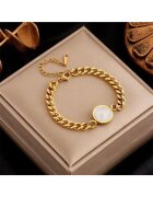 Pursehuit Bratara aurie - din otel inoxidabil - suflata cu aur 18k - cu zale si banut - Deborah C10
