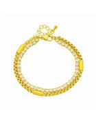 Pursehuit Bratara aurie - din otel inoxidabil - suflata cu aur 18k - dubla - tennis - cu din