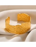 Pursehuit Bratara aurie - din otel inoxidabil - suflata cu aur 18k - forma neregulata - texturata - Joella C10