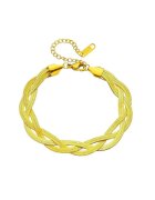 Pursehuit Bratara aurie - din otel inoxidabil - suflata cu aur 18k - impletita - Emalie C3