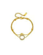 Pursehuit Bratara aurie - din otel inoxidabil - suflata cu aur 18k - in 2 straturi - cu pietre - Daisy C10