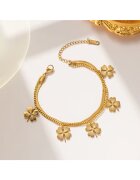 Pursehuit Bratara aurie - din otel inoxidabil - suflata cu aur 18k - in 2 straturi - cu trifoi - Isaka C5
