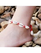 Pursehuit Bratara cu scoici naturale si snur rosu - ajustabila - Estel C6 -