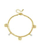 Pursehuit Bratara de picior - aurie - din otel inoxidabil 316L - placata cu aur 18K PVD - cu fluturasi si perle - Abbie C4