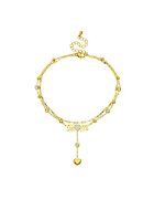 Pursehuit Bratara de picior - aurie - din otel inoxidabil 316L - placata cu aur 18K PVD - cu inimioare si pietre - Aalia C4
