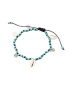 Pursehuit Bratara de picior - neagra - cu margelute turquoise si scoici - Garry C2 -