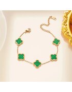 Pursehuit Bratara rose gold - din otel inoxidabil - suflata cu aur 18k - cu trifoi verde - Izabela C5
