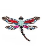 Pursehuit Brosa argintie - forma de libelula - cu pietre multicolore - Robertha C1