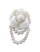 Pursehuit Brosa tip floare - alb unt - cu perle - Barbie C12