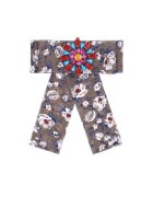 Pursehuit Brosa tip jabou - cu flori si pietre multicolore - Sabrin C21 - - Gri