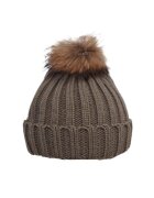 Pursehuit Caciula dama - khaki - cu pom-pom - Miryam -