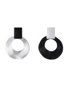 Pursehuit Cercei alb-negru - rotunzi - cu clips - Samanta C2 -