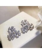 Pursehuit Cercei argintii - cu floricele si pietre din zirconiu - Airin C5 -