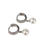 Pursehuit Cercei argintii - cu perle si pietre din zirconiu - 2.5 cm - Noemi C13