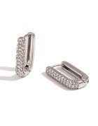 Pursehuit Cercei argintii - din otel inoxidabil 316L - dreptunghiulari - cu pietre din zirconiu - suflati cu aur 18K PVD - Gregina C2
