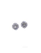 Pursehuit Cercei argintii - forma de floare - cu pietre din zirconiu - 1.4 cm - Naranja C13