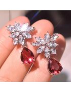 Pursehuit Cercei argintii - forma de floare - cu pietre din zirconiu - Ailen C5 -