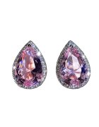 Pursehuit Cercei argintii - forma de lacrima - cu pietre roz din zirconiu - Aira C13 -