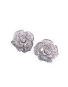 Pursehuit Cercei argintii - forma de trandafir - cu pietre din zirconiu - 1.5 cm - Nikka C13