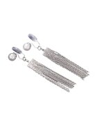 Pursehuit Cercei argintii - lungi - cu clips - franjuri si perle - Eland C3 -