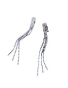 Pursehuit Cercei argintii - lungi - cu clips si pietre - Dolfine C1 -