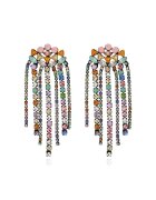 Pursehuit Cercei argintii - lungi - cu franjuri si pietre multicolore - Cesar C3 -