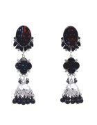 Pursehuit Cercei argintii - stil indian - cu margelute negre - Skye C1 -