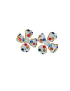 Pursehuit Cercei aurii - cu clips - forma de floare - cu pietre multicolore - Ionatan C5 -