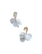 Pursehuit Cercei aurii - cu clips si petale albe - Edny C2 -