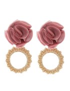 Pursehuit Cercei aurii - cu floare - Auriu/Roz