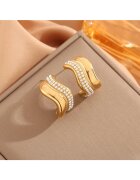Pursehuit Cercei aurii - din otel inoxidabil 316L - cu perlute - suflati cu aur 18K PVD - Bartolina C3