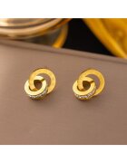 Pursehuit Cercei aurii - din otel inoxidabil - cu cerculete imbinate si pietre din zirconiu - suflati cu aur 18k - Gerry C4