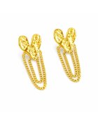 Pursehuit Cercei aurii - din otel inoxidabil - forma de inimioare - cu lanturi - suflati cu aur 18k - Devin C5