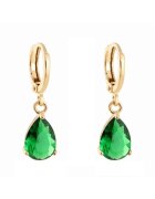 Pursehuit Cercei aurii - din otel inoxidabil - forma de lacrima verde - suflati cu aur 18k - Harpa C2