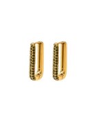 Pursehuit Cercei aurii - din otel inoxidabil - forma ovala - cu pietre verzi din zirconiu - suflati cu aur 18k - Florida C1
