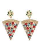 Pursehuit Cercei aurii - forma de felie de pizza - cu pietre - Saila C14 -