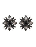 Pursehuit Cercei aurii - forma de floare - cu pietre negre - Esther C9 -