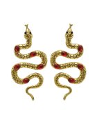 Pursehuit Cercei aurii - forma de sarpe - cu pietre rosii - Sitha C3 -