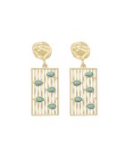 Pursehuit Cercei aurii - forma dreptunghiulara - cu pietre turquoise - Raisa C10 -
