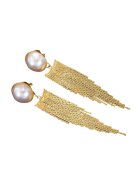 Pursehuit Cercei aurii - lungi - cu clips - franjuri si perle - Elander C3 -
