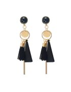 Pursehuit Cercei aurii - lungi - cu franjuri negri si clips - Salvina C2 -