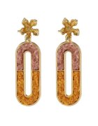 Pursehuit Cercei aurii - ovali - cu flori - 6.2 cm - Rubie C5